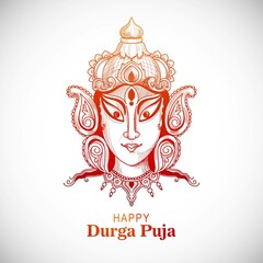 Beautiful hand draw sketch for durga puja celebration background