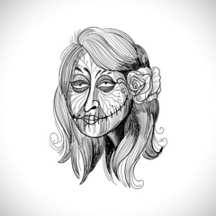 Spooky womens face mask sketch design