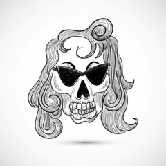 Skull womens face mask hand draw sketch design