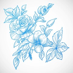 Fototapeta na wymiar Beautiful blue floral card background