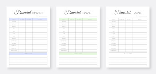 Monthly Financial Goals Planner. Yearly Financial Goals Planner Printable Set. Monthly Budget Planner Template Set. Printable minimalist planner page design. - obrazy, fototapety, plakaty