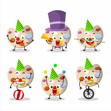 Cartoon character of paint palette with various circus shows