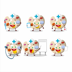 Doctor profession emoticon with paint palette cartoon character