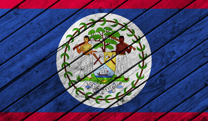 Belize flag on wooden background. 3D image