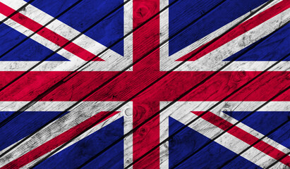 United Kingdom flag on wooden background. 3D image