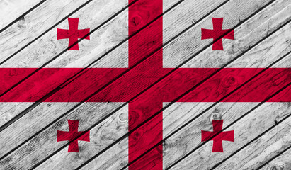 Georgia flag on wooden background. 3D image