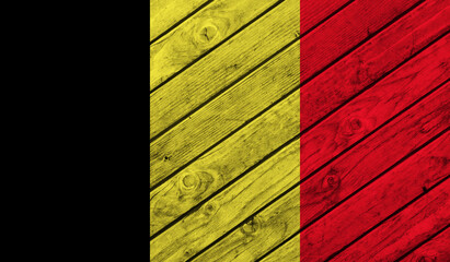 Belgium flag on wooden background. 3D image