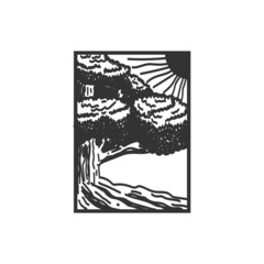 Oak tree root Sun  Icon Illustration Brand Identity