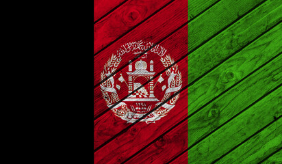Afghanistan flag on wooden background. 3D image
