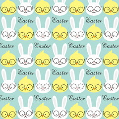 easter pattern with bunny and chicken