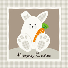 easter greeting card with bunny and carrot