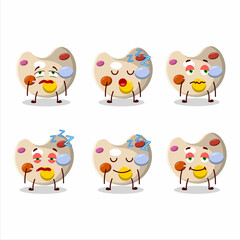 Cartoon character of paint palette with sleepy expression