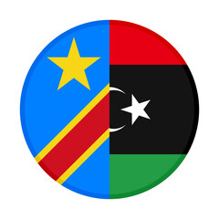 round icon with dr congo and libya flags. vector illustration isolated on white background