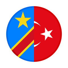 round icon with dr congo and turkey flags. vector illustration isolated on white background