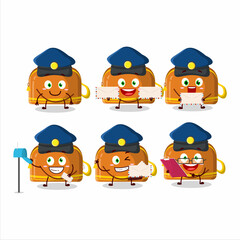 A picture of cheerful orange pencil case postman cartoon design concept
