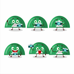 Photographer profession emoticon with green arc ruler cartoon character