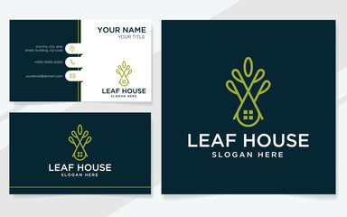 Leaf house logo suitable for company with business card template