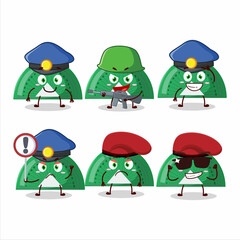 A dedicated Police officer of green arc ruler mascot design style