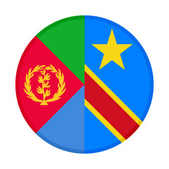 round icon with dr congo and eritrea flags. vector illustration isolated on white background