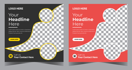 Fototapeta premium Business podcast social media post template design. Modern banner design with place for the photo. Usable for social media, banner, and website