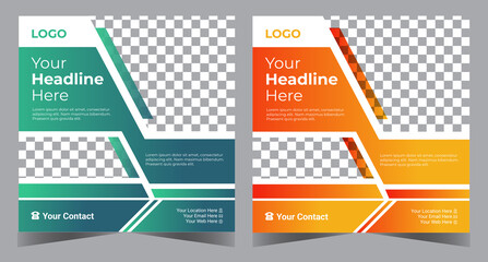 Business podcast social media post template design.  Modern banner design with place for the photo. Usable for social media, banner, and website