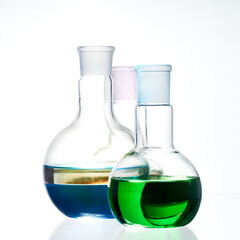 Glass flask with a chemical reagent.