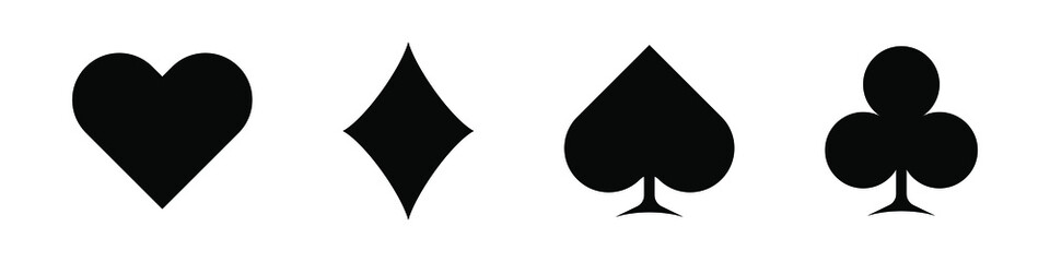 Suit of playing cards. Vector icons isolated on white background. EPS 10