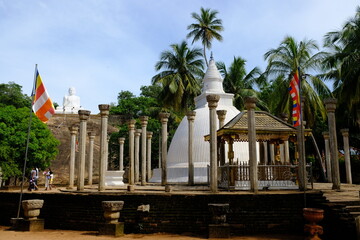 Sri Lanka Mihintale - Ambasthala Dagaba - Stupa surrounded with stone pillars