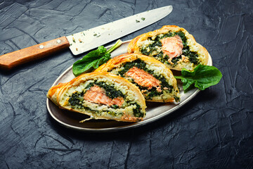 Red fish in the dough.