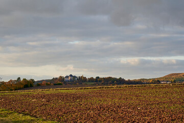 Landschaft am Ha&szlig;bertrauf beim Fachwerkdorf Nassach im Naturpark Ha&szlig;berge, Gemeinde Aidhausen, Landkreis Ha&szlig;berge, Unterfranken, Franken,  Deutschland