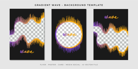 illustration of an background sound wave gradient color vector set flyer templates 