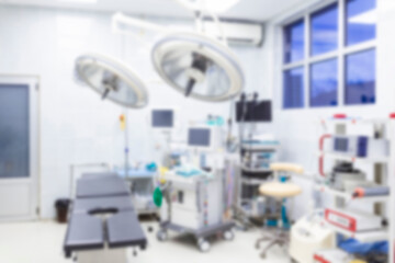 Blurred background of modern operating room at hospital