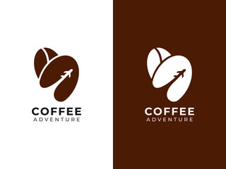 coffee adventure with plane logo design concept