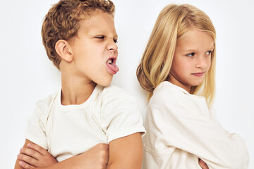 The boy is offended by the little girl quarrel resentment lifestyle Studio