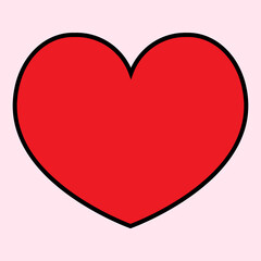 Red heart shape and black outline on pink background