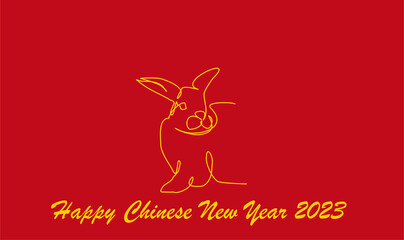 vector drawing of a silhouette of a Chinese rabbit in 2023, a simple hand-drawn Asian element for a poster, brochure, banner, calendar, illustration isolated on a red background