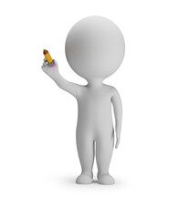 3d small people - draws a pencil