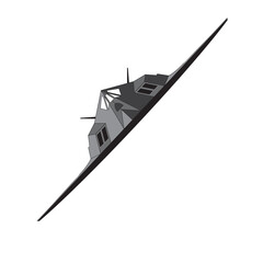 Detailed Isometric Illustration of an F-117 Nighthawk Stealth Fighter Airborne in EPS10