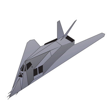 Detailed Isometric Illustration of an F-117 Nighthawk Stealth Fighter Airborne in EPS10