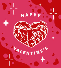 happy valentine's with illustration of heart anatomy with love symbol shape in line art design