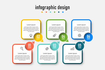 Infographic design elegant professional template with 6 step 