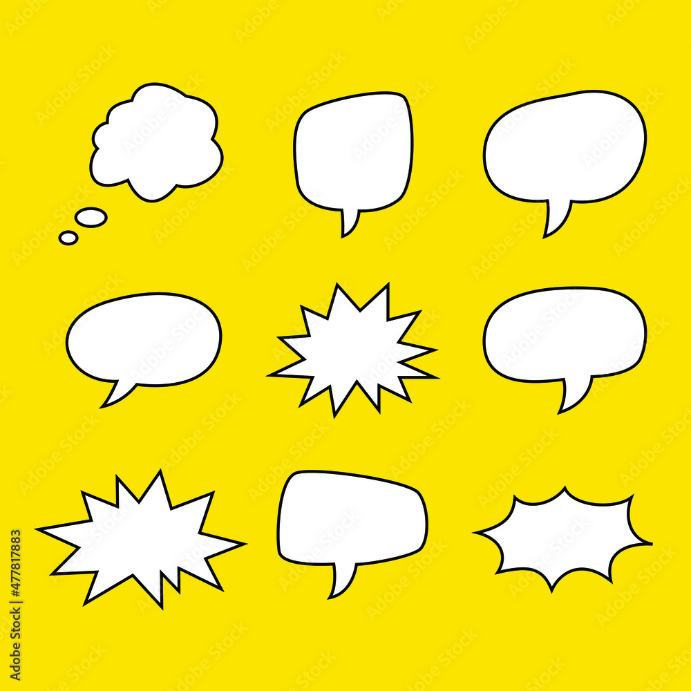 Poster empty speech bubble text for conversation illustrations. a blank copy space for social media post or