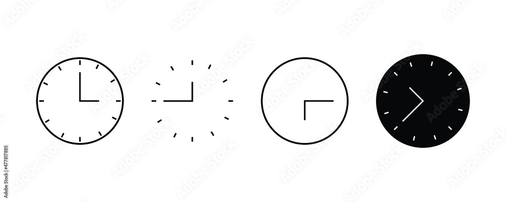 Poster clock illustrations. a simple element drawing to mark the time. a symbol in various shapes illustrat