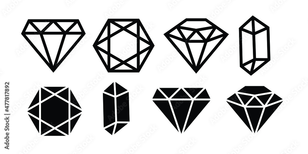 Poster a simple element set of the diamond illustrations. minimalist design in various shapes. a design for