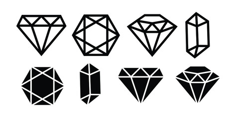a simple element set of the diamond illustrations. minimalist design in various shapes. a design for logo, symbol, and element decoration.