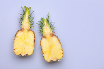 Fresh cut pineapple on light background