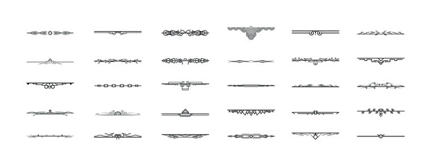 Set Black Simple Line Collection Doodle Border Elements Vector Design Style Sketch Isolated Illustration For Banner