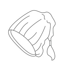 Winter hat with one pompon. Vector outline illustration. Suitable for postcards, catalogs, pattern making. For posting on social networks. 