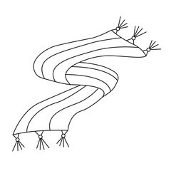 Striped scarf. Simple vector outline illustration. Suitable for children's books and coloring pages, as well as in infographics, for design and patterning, for catalogs, as an icon 