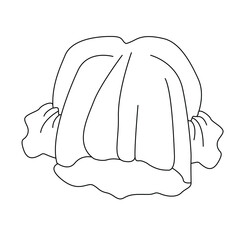 Winter hat with two pompons. Vector outline illustration. Suitable for postcards, catalogs, pattern making. For posting on social networks. 